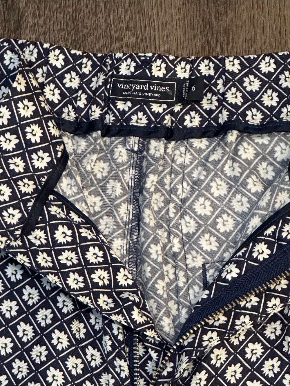 NWT Navy White Wide Leg Palazzo Pants Silk Blend High Rise Size 6 - Picture 13 of 16